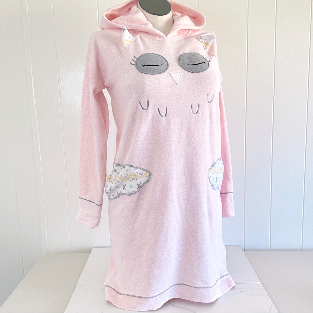 Kenzie Owl Fleece Sleep Hoodie S Pink - Picture 5 of 6